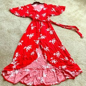 Flutter sleeve hi- low Maxi dress